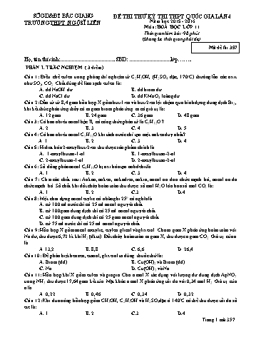 2 Đề thi thử THPT QG Hóa học Lớp 11 (Lần 4) - Năm học 2015-2016 - Trường THPT Ngô Sĩ Liên (Có đáp án)