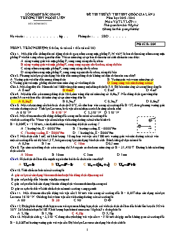 2 Đề thi thử THPT QG Vật lí 11 (Lần 3) - Năm học 2015-2016 - Trường THPT Ngô Sĩ Liên (Có đáp án)