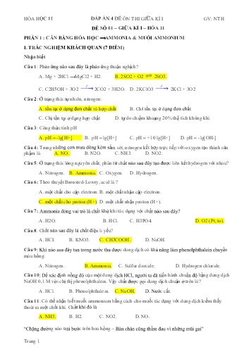 4 Đề ôn thi giữa học kì I Hóa học 11
