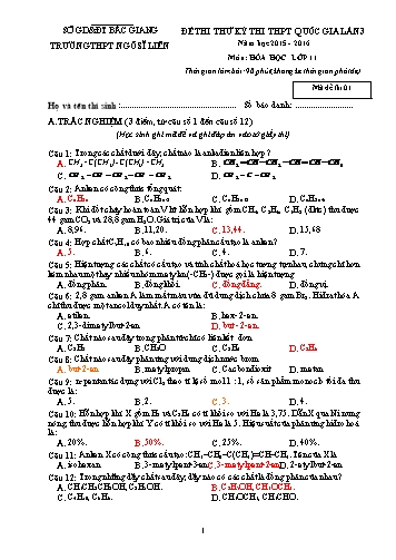 4 Đề thi thử THPT QG Hóa học 11 (Lần 3) - Năm học 2015-2016 - Trường THPT Ngô Sĩ Liên (Có đáp án)