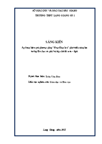 Áp dụng hiệu quả phương pháp đồng đẳng hoá phát triển năng lực tư duy Hoá học và giải bài tập chủ đề este–lipit
