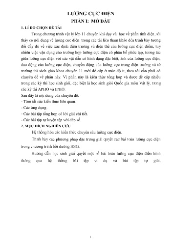 Chuyên đề Vật lí Lớp 11 - Phần: Lưỡng cực điện