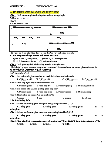 Đề cương ôn tập Covid 19 Hóa học 11 - Chuyên đề: Hiđrocacbon no
