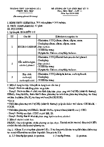 Đề cương ôn tập cuối học kì II Hóa học 11 - Năm học 2024-2025 - Trường THPT Sơn Động số 3