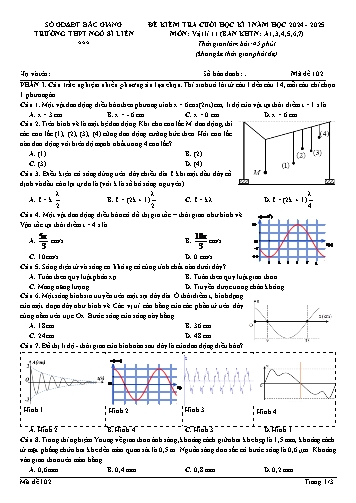 Đề kiểm tra cuối học kì I Vật lí 11 - Mã đề 102 - Năm học 2024-2025 - Trường THPT Ngô Sĩ Liên (Có đáp án)