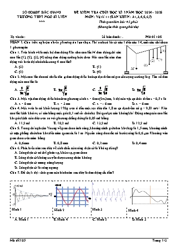 Đề kiểm tra cuối học kì I Vật lí 11 - Mã đề 105 - Năm học 2024-2025 - Trường THPT Ngô Sĩ Liên (Có đáp án)