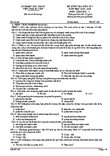 Đề kiểm tra giữa học kì I GDKT&PL 11 - Mã đề 105 - Năm học 2024-2025 - Trường THPT Ngô Sĩ Liên (Có đáp án + Ma trận)