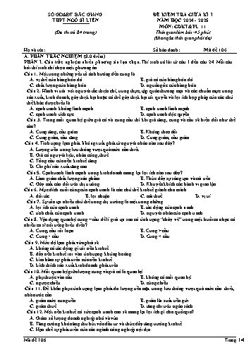 Đề kiểm tra giữa học kì I GDKT&PL 11 - Mã đề 106 - Năm học 2024-2025 - Trường THPT Ngô Sĩ Liên (Có đáp án + Ma trận)