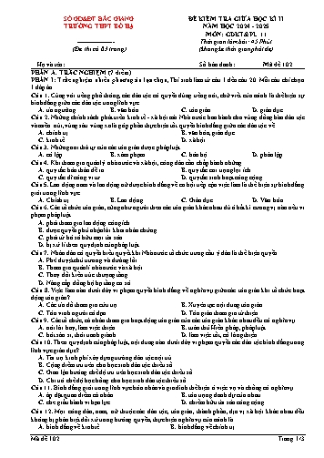 Đề kiểm tra giữa học kì II Giáo dục KT&PL 11 - Mã đề 102 - Năm học 2024-2025 - Trường THPT Bố Hạ (Có đáp án + Ma trận)