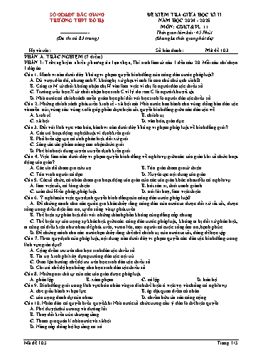 Đề kiểm tra giữa học kì II Giáo dục KT&PL 11 - Mã đề 103 - Năm học 2024-2025 - Trường THPT Bố Hạ (Có đáp án + Ma trận)