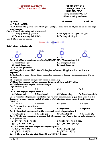 Đề kiểm tra giữa học kì II Hóa học 11 - Mã đề 101 - Năm học 2024-2025 - Trường THPT Ngô Sĩ Liên (Có đáp án + Ma trận)