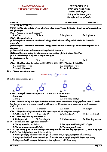 Đề kiểm tra giữa học kì II Hóa học 11 - Mã đề 103 - Năm học 2024-2025 - Trường THPT Ngô Sĩ Liên (Có đáp án + Ma trận)
