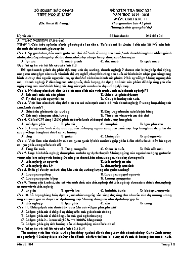 Đề kiểm tra học kì I GDKT&PL 11 - Mã đề 104 - Năm học 2024-2025 - Trường THPT Ngô Sĩ Liên (Có đáp án + Ma trận)