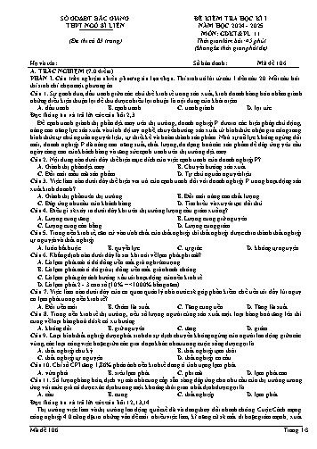 Đề kiểm tra học kì I GDKT&PL 11 - Mã đề 106 - Năm học 2024-2025 - Trường THPT Ngô Sĩ Liên (Có đáp án + Ma trận)