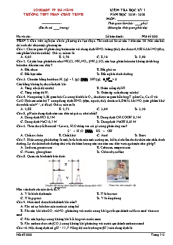 Đề kiểm tra học kì I Hóa học 11 - Mã đề 000 - Năm học 2024-2025 - Trường THPT Phan Châu Trinh