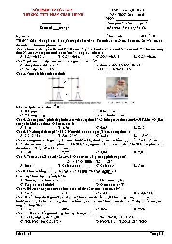 Đề kiểm tra học kì I Hóa học 11 - Mã đề 101 - Năm học 2024-2025 - Trường THPT Phan Châu Trinh (Có đáp án)