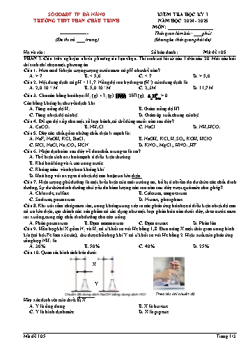 Đề kiểm tra học kì I Hóa học 11 - Mã đề 105 - Năm học 2024-2025 - Trường THPT Phan Châu Trinh