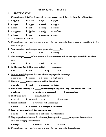Đề ôn tập Covid 19 Tiếng Anh 11 - Đề số 1