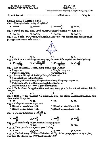 Đề ôn tập Toán 11 - Trường THPT Hiệp Hòa số 2