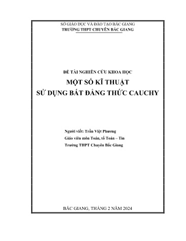 Đề tài Một số kĩ thuật sử dụng bất đẳng thức Cauchy