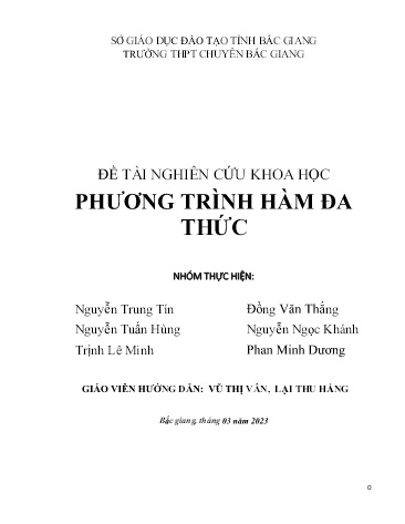 Đề tài Phương trình hàm đa thức