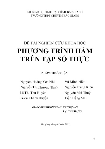 Đề tài Phương trình hàm trên tập số thực