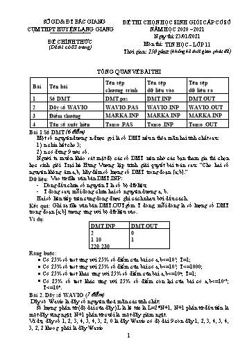 Đề thi HSG Cấp Cơ sở Tin học 11 - Mã đề 111 - Năm học 2020-2021 - Cụm Huyện THPT Huyện Lạng Giang (Có đáp án)