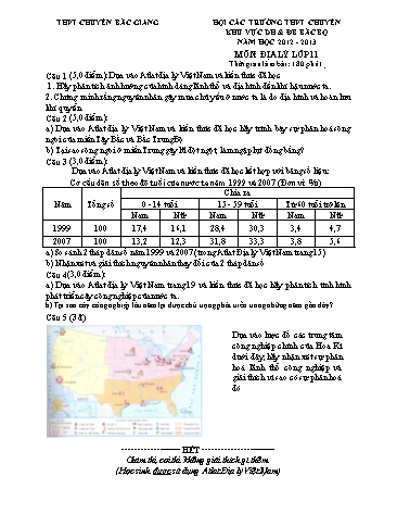 Đề thi HSG Địa lí 11 - Năm học 2012-2013 - Trường THPT Chuyên Bắc Giang (Có đáp án)
