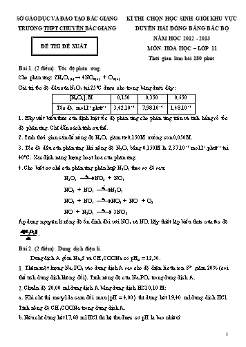 Đề thi HSG khu vực Duyên hải đồng bắc Bắc Bộ Hóa học 11 - Năm học 2012-2013 - Trường THPT Chuyên Bắc Giang (Có đáp án)