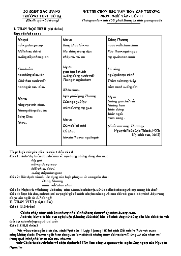 Đề thi HSG Văn hóa cấp trường Ngữ văn 11 - Trường THPT Bố Hạ (Có đáp án)