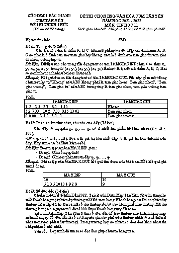 Đề thi HSG văn hóa Cụm Tân Yên Tin học 11 - Đề 2 - Năm học 2021-2022 - Sở GD&ĐT Bắc Giang (Có đáp án)
