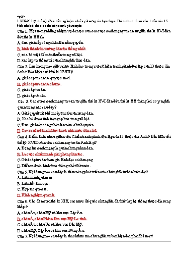 Đề thi Lịch sử 11 - Đề chẵn (Có đáp án)