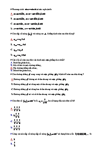 Đề thi môn Toán học Lớp 11 (Có đáp án)