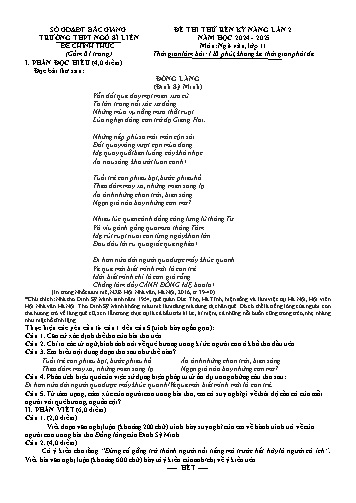 Đề thi rèn kĩ năng Ngữ văn 11 (Lần 2) - Năm học 2024-2025 - Trường THPT Ngô Sĩ Liên (Có đáp án)