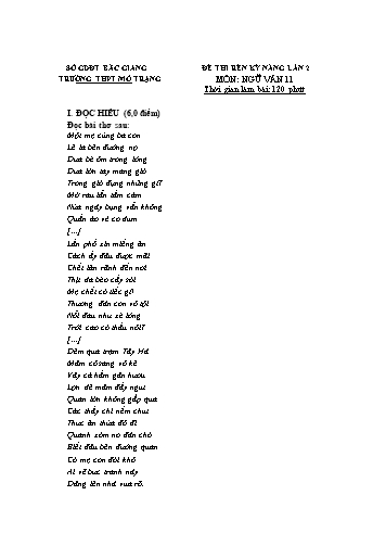Đề thi rèn kĩ năng Ngữ văn 11 - Lần 2 - Trường THPT Mỏ Trạng (Có đáp án)