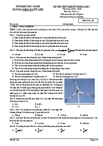 Đề thi thử rèn kĩ năng Vật lí 11 (Lần 1) - Mã đề 104 - Năm học 2024-2025 - Trường THPT Ngô Sĩ Liên (Có đáp án + Ma trận)