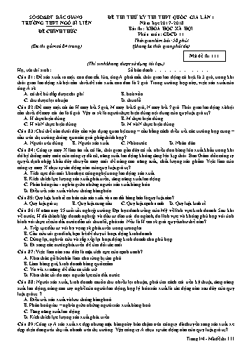 Đề thi thử THPT QG GDCD 11 (Lần 1) - Mã đề 111 - Năm học 2017-2018 - Trường THPT Ngô Sĩ Liên