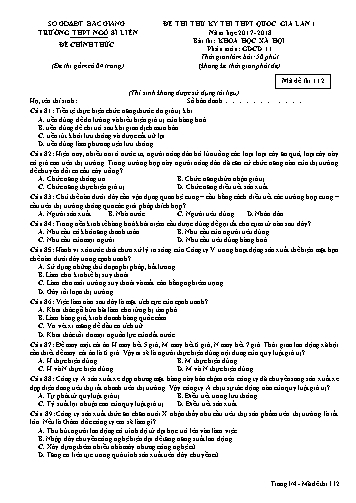 Đề thi thử THPT QG GDCD 11 (Lần 1) - Mã đề 112 - Năm học 2017-2018 - Trường THPT Ngô Sĩ Liên