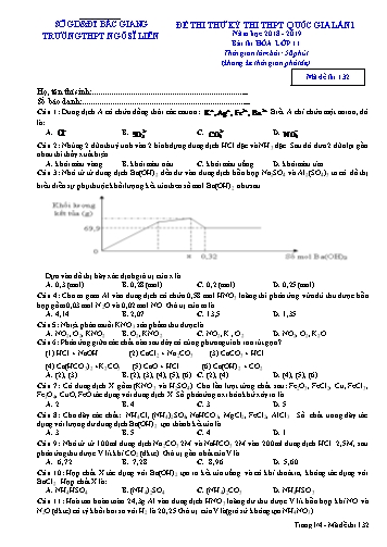 Đề thi thử THPT QG Hóa học 11 (Lần 1) - Mã đề 132 - Năm học 2018-2019 - Trường THPT Ngô Sĩ Liên (Có đáp án)