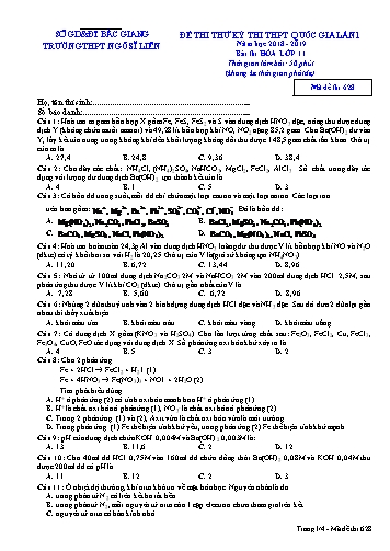 Đề thi thử THPT QG Hóa học 11 (Lần 1) - Mã đề 628 - Năm học 2018-2019 - Trường THPT Ngô Sĩ Liên (Có đáp án)