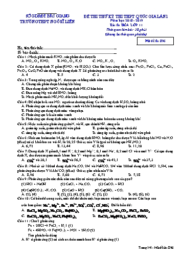 Đề thi thử THPT QG Hóa học 11 (Lần 1) - Mã đề 896 - Năm học 2018-2019 - Trường THPT Ngô Sĩ Liên (Có đáp án)