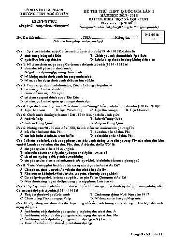 Đề thi thử THPT QG Lịch sử 11 (Lần 1) - Mã đề 111 - Năm học 2017-2018 - Trường THPT Ngô Sĩ Liên (Có đáp án)