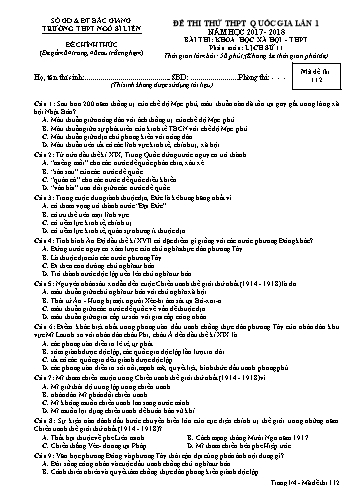 Đề thi thử THPT QG Lịch sử 11 (Lần 1) - Mã đề 112 - Năm học 2017-2018 - Trường THPT Ngô Sĩ Liên (Có đáp án)