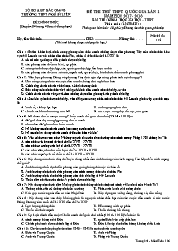Đề thi thử THPT QG Lịch sử 11 (Lần 1) - Mã đề 116 - Năm học 2017-2018 - Trường THPT Ngô Sĩ Liên (Có đáp án)