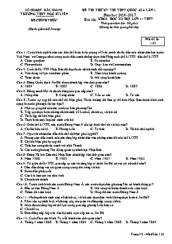 Đề thi thử THPT QG Lịch sử 11 (Lần 1) - Mã đề 132 - Năm học 2016-2017 - Trường THPT Ngô Sĩ Liên (Có đáp án)