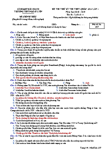 Đề thi thử THPT QG Lịch sử 11 (Lần 1) - Mã đề 357 - Năm học 2018-2019 - Trường THPT Ngô Sĩ Liên (Có đáp án)