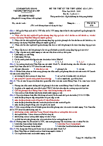 Đề thi thử THPT QG Lịch sử 11 (Lần 1) - Mã đề 570 - Năm học 2018-2019 - Trường THPT Ngô Sĩ Liên (Có đáp án)