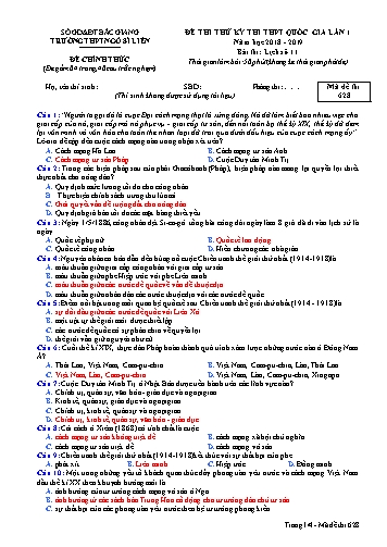 Đề thi thử THPT QG Lịch sử 11 (Lần 1) - Mã đề 628 - Năm học 2018-2019 - Trường THPT Ngô Sĩ Liên (Có đáp án)