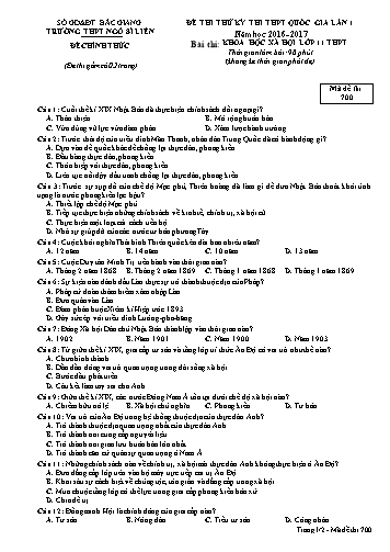 Đề thi thử THPT QG Lịch sử 11 (Lần 1) - Mã đề 700 - Năm học 2016-2017 - Trường THPT Ngô Sĩ Liên (Có đáp án)