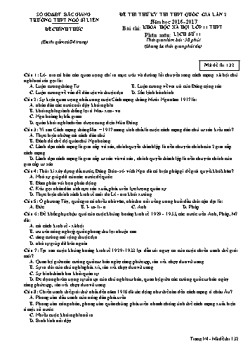 Đề thi thử THPT QG Lịch sử 11 (Lần 2) - Mã đề 132 - Năm học 2016-2017 - Trường THPT Ngô Sĩ Liên (Có đáp án)